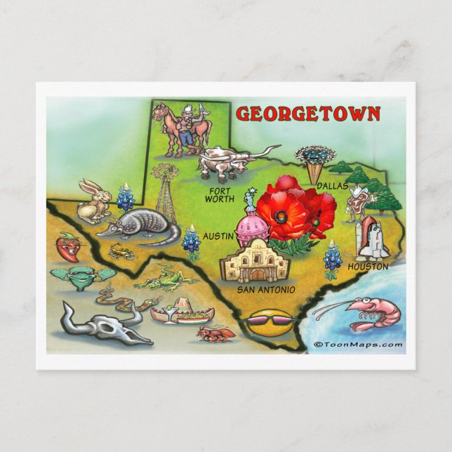 Carte du dessin animé Georgetown Texas (Devant)