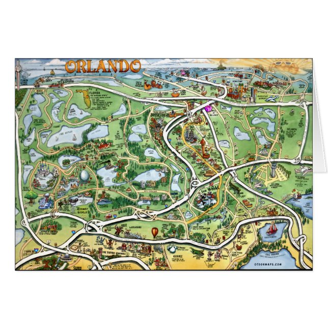 Carte du dessin animé Orlando Florida (Devant horizontal)