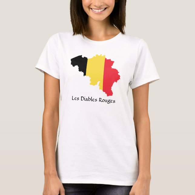 Carte du Drapeau de Belgique T-shirt Les Diables R (Devant)