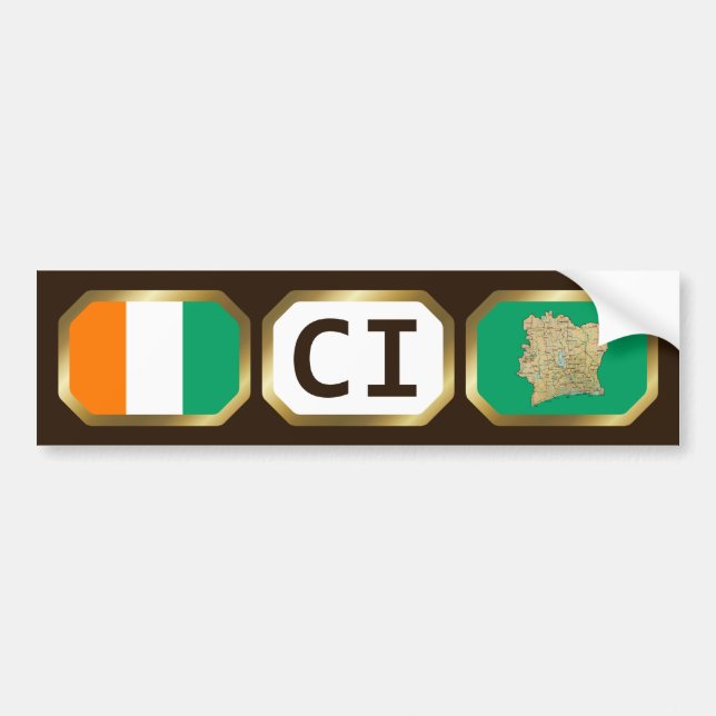 Carte du drapeau de la Côte d'Ivoire Sticker pare- (Devant)