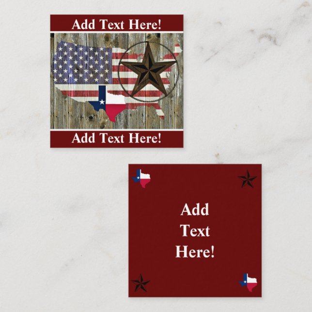 Carte du drapeau de l'État de Texas Lone Star (Devant / Derrière)