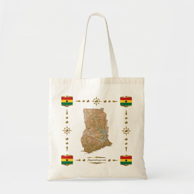 Carte du Ghana + sac à drapeaux (Devant)