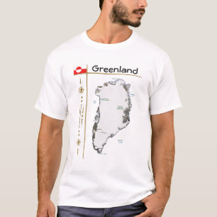 Carte du Groenland + Drapeau + Titre T-shirt
