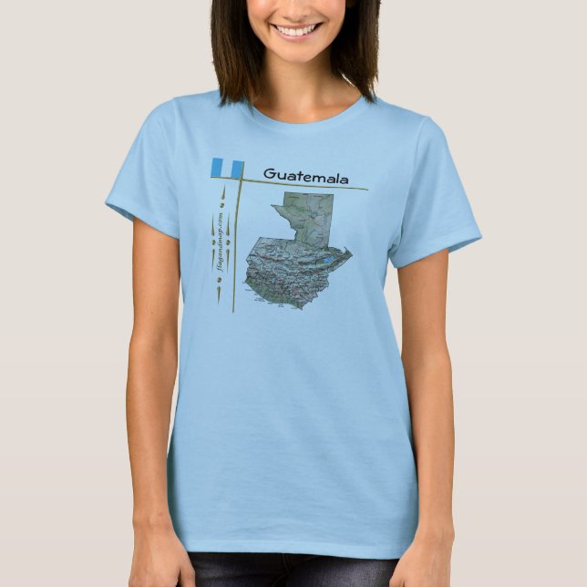 Carte du Guatemala + Drapeau + Titre T-shirt (Devant)