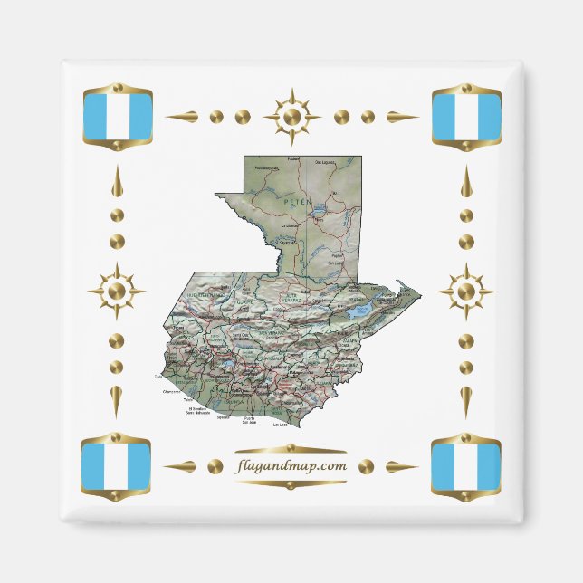 Carte du Guatemala + Magnet des drapeaux (Devant)