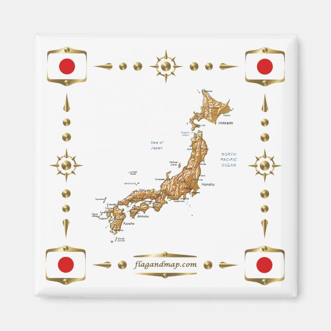 Carte du Japon + Magnet des drapeaux (Devant)