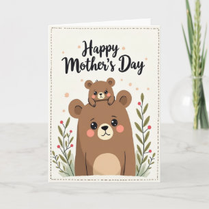 Carte du jour de la maman ours à pois