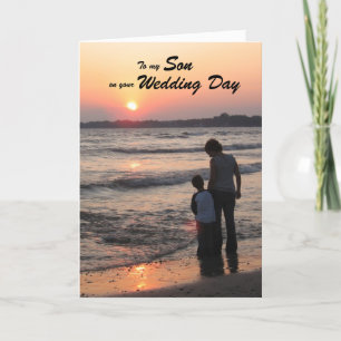 Carte du jour de mariage du fils coucher du soleil