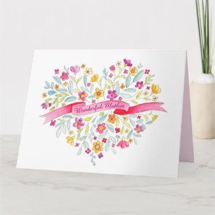 Carte du jour de mère d'art de bouquet de coeur de