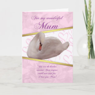 Carte du jour de mère de maman avec le cygne -
