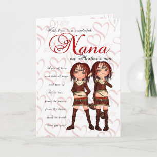 Carte du jour de mère de Nana des jumeaux - deux