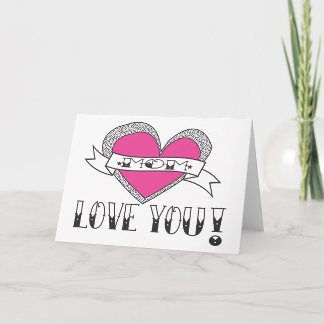 Carte du jour de mère de tatouage de vieille école (Devant)