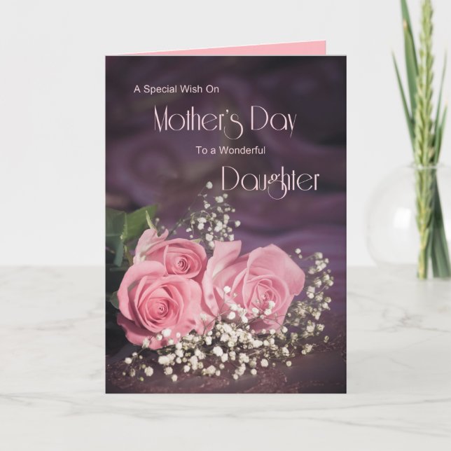 Carte du jour de mère pour la fille avec les roses (Devant)