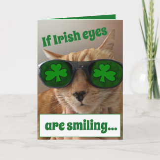 Carte du jour de St Patrick comportant un chat