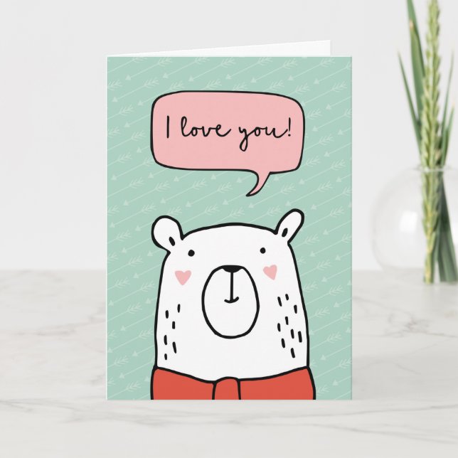 Carte du jour de Valentines, "Je t'aime" (Devant)