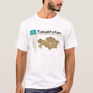 Carte du Kazakhstan + Drapeau + Titre T-shirt