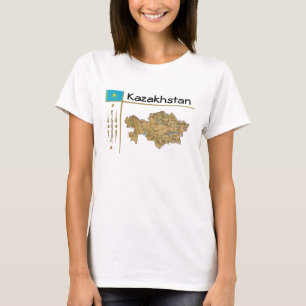 Carte du Kazakhstan + Drapeau + Titre T-shirt