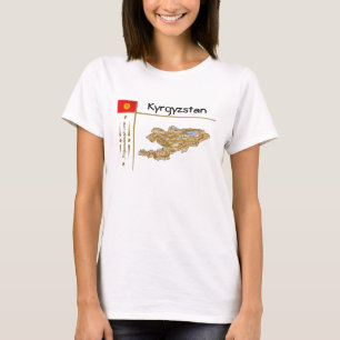 Carte du Kirghizistan + Drapeau + Titre T-shirt