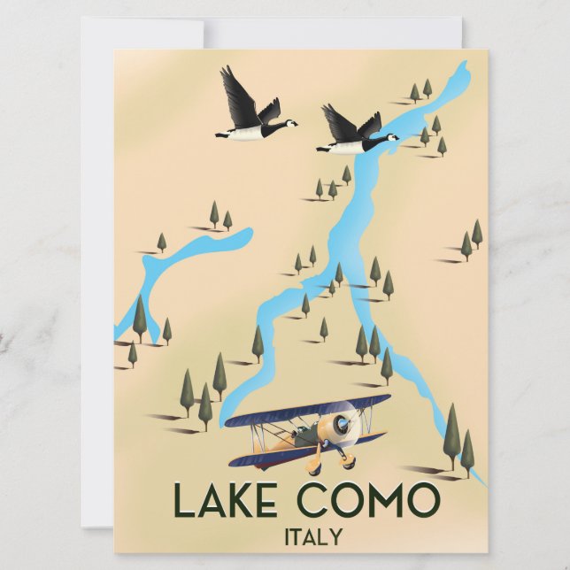 Carte du lac de Côme Italie poster de voyage (Devant)