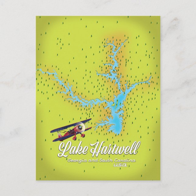 Carte du lac Hartwell Géorgie et Caroline du Sud U (Devant)