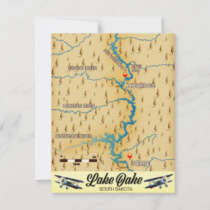 Carte du lac Oahe Dakota du Sud