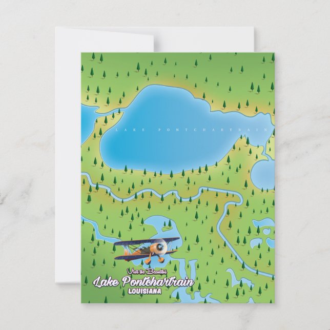 Carte du lac Pontchartrain Louisiane (Devant)