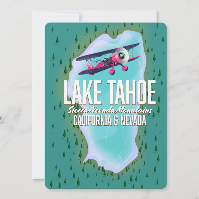 Carte du lac Tahoe poster de voyage (Devant)