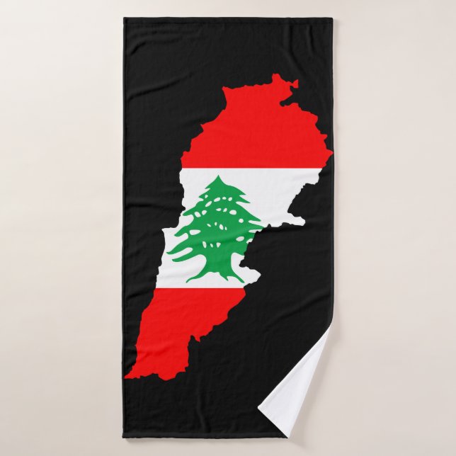 Carte du Liban avec drapeau (Serviette de bain)
