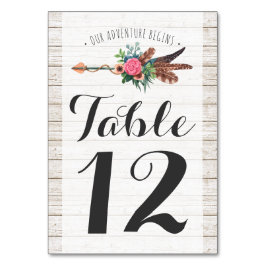 Carte du Mariage de table Rustique Bohemian Arrow