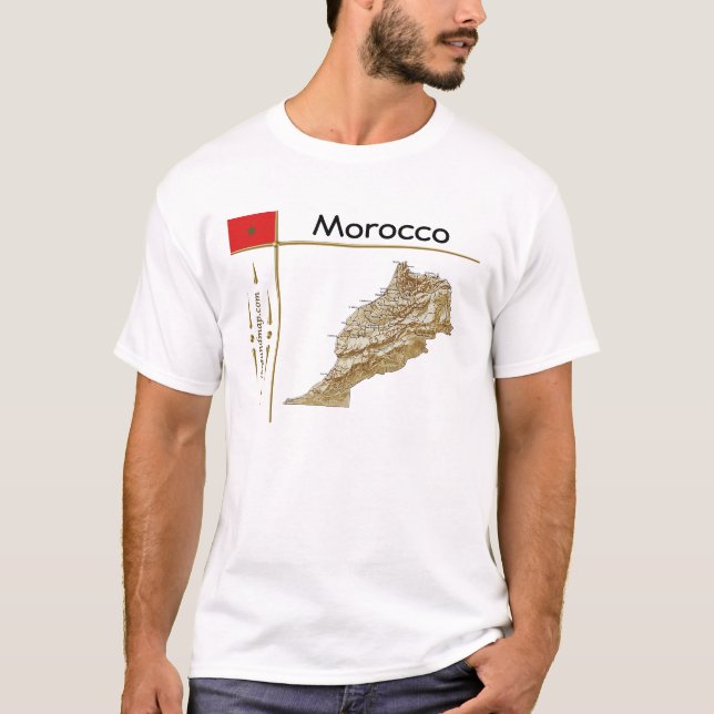 Carte du Maroc + Drapeau + Titre T-shirt (Devant)