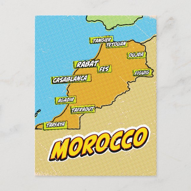 Carte du Maroc illustrée par Pop Art (Devant)