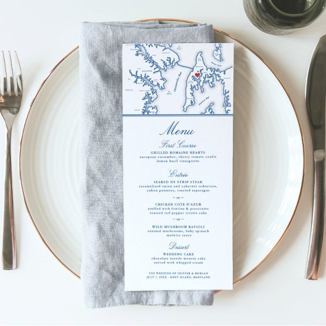 Carte du Maryland de Kent Island Mariage élégant (These Kent Island wedding menus are perfect for you destination wedding to Kent Island Resort)