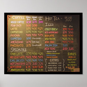 Carte du menu Café Shop - Poster 8x10