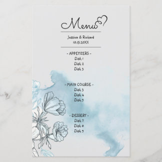 Carte du menu du dîner aquarelle