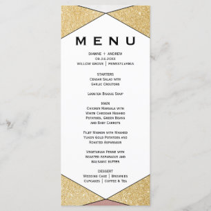 Carte du menu du dîner au diamant géométrique Glam