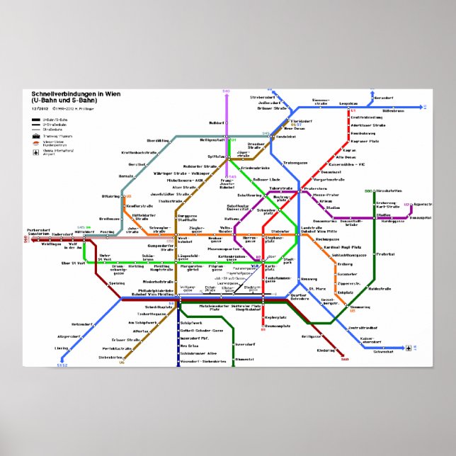 Carte du métro de Vienne Poster (Devant)
