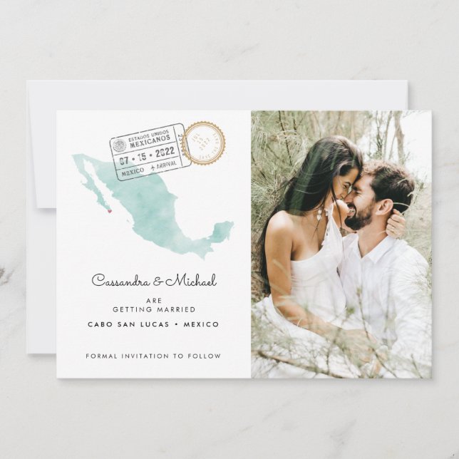 Carte du Mexique | Code QR | Mariage de destinatio (Devant)