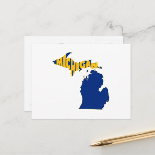 Carte du Michigan Word en forme Art Wolverine Stat