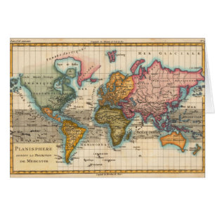 Carte du monde 1700s Antique Continents