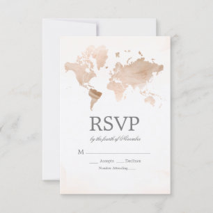 Carte du monde à l'aquarelle pour RSVP de mariage