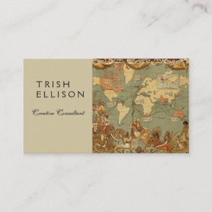 Carte du monde Antique 1886 Illustré