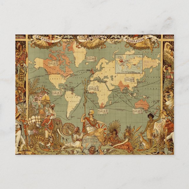 Carte du monde Antique 1886 Illustré (Devant)
