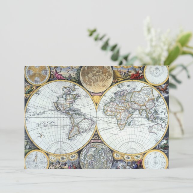 Carte du monde antique, Atlas Maritimus par John S (Debout devant)