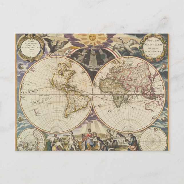 Carte du monde antique, carte postale (Devant)