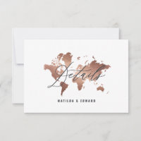 Carte du monde aquarelle rose gold détails de mari