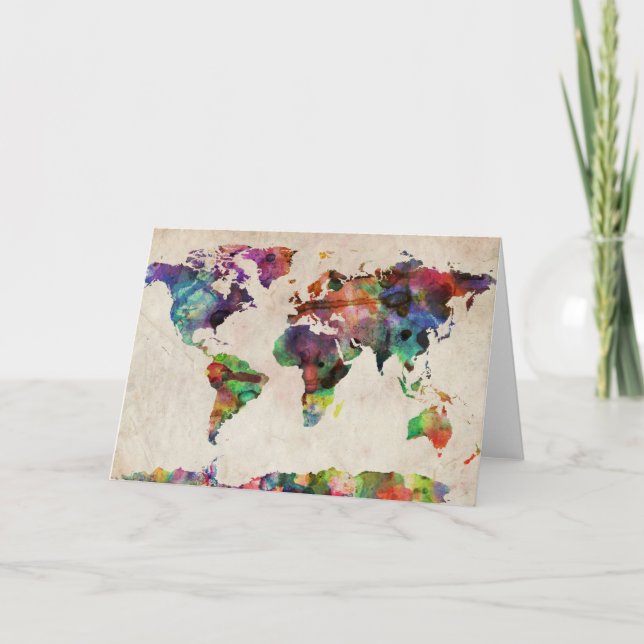 Carte du monde Aquarelle urbaine (Devant)