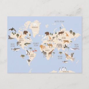Carte du monde avec animaux
