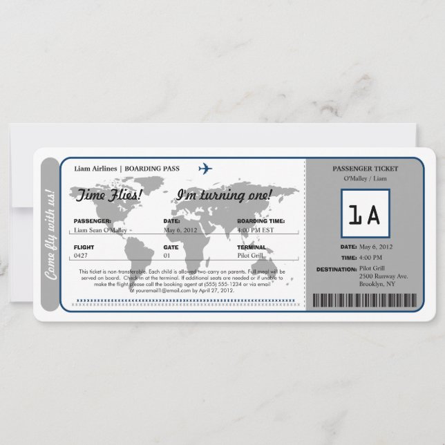 Carte du monde Billet d'entrée d'embarquement (Devant)