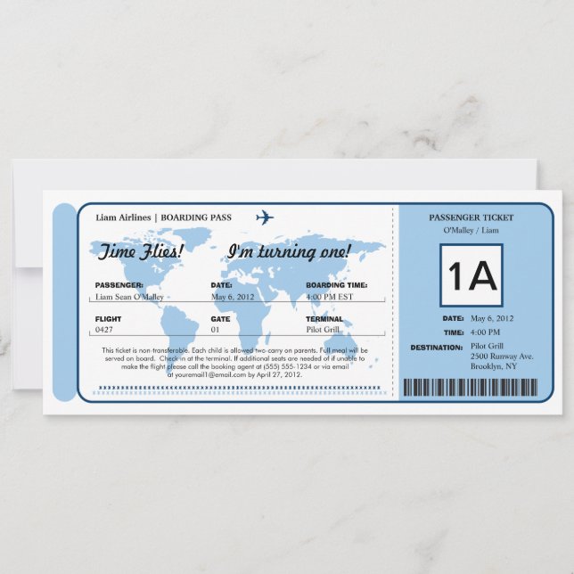 Carte du monde Billet d'entrée d'embarquement (Devant)