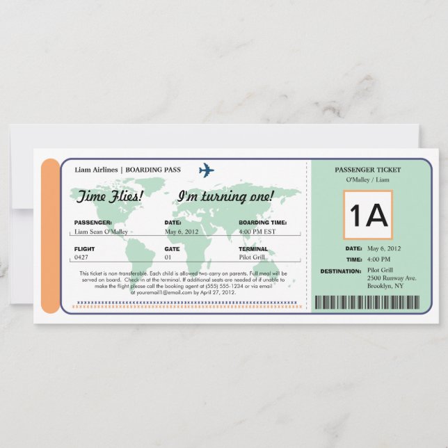 Carte du monde Billet d'entrée d'embarquement (Devant)